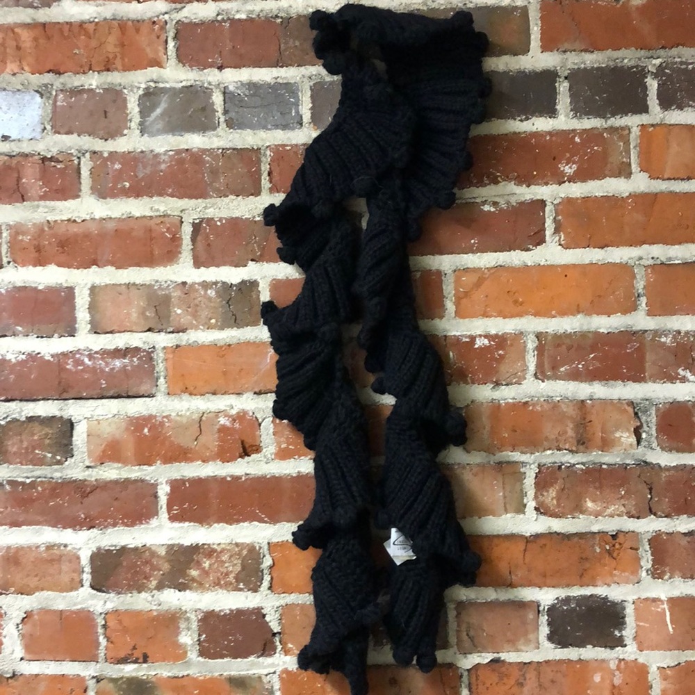 Long black cable knit scarf